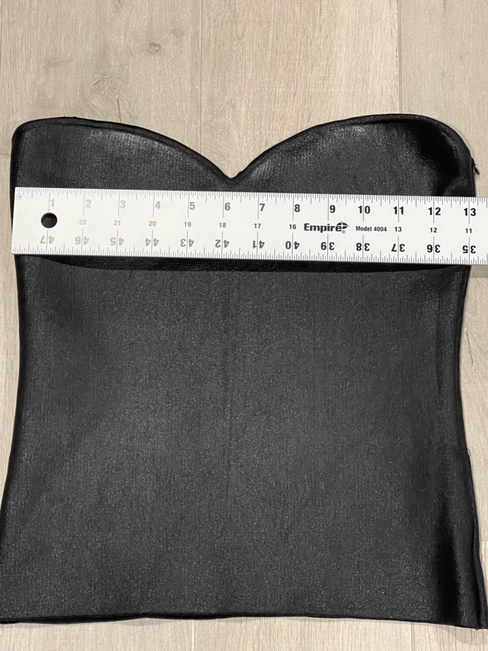 ZARA Black Leather Look like Strapless Top Bustier Tube Top Size L - Picture 4 of 8